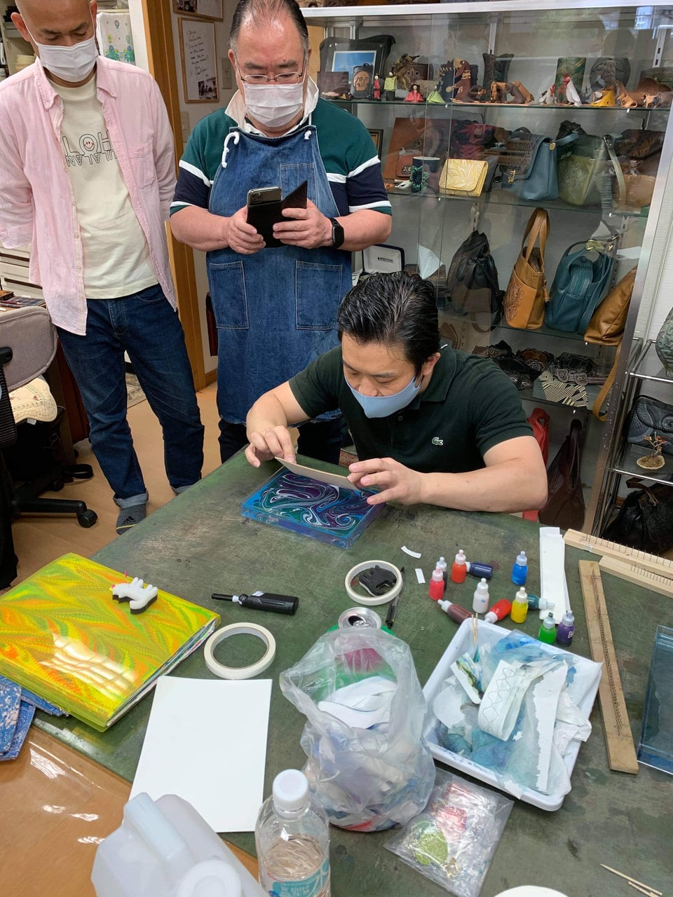マーブリング講習会　JLCA ILCE Japan leather Craft 協会