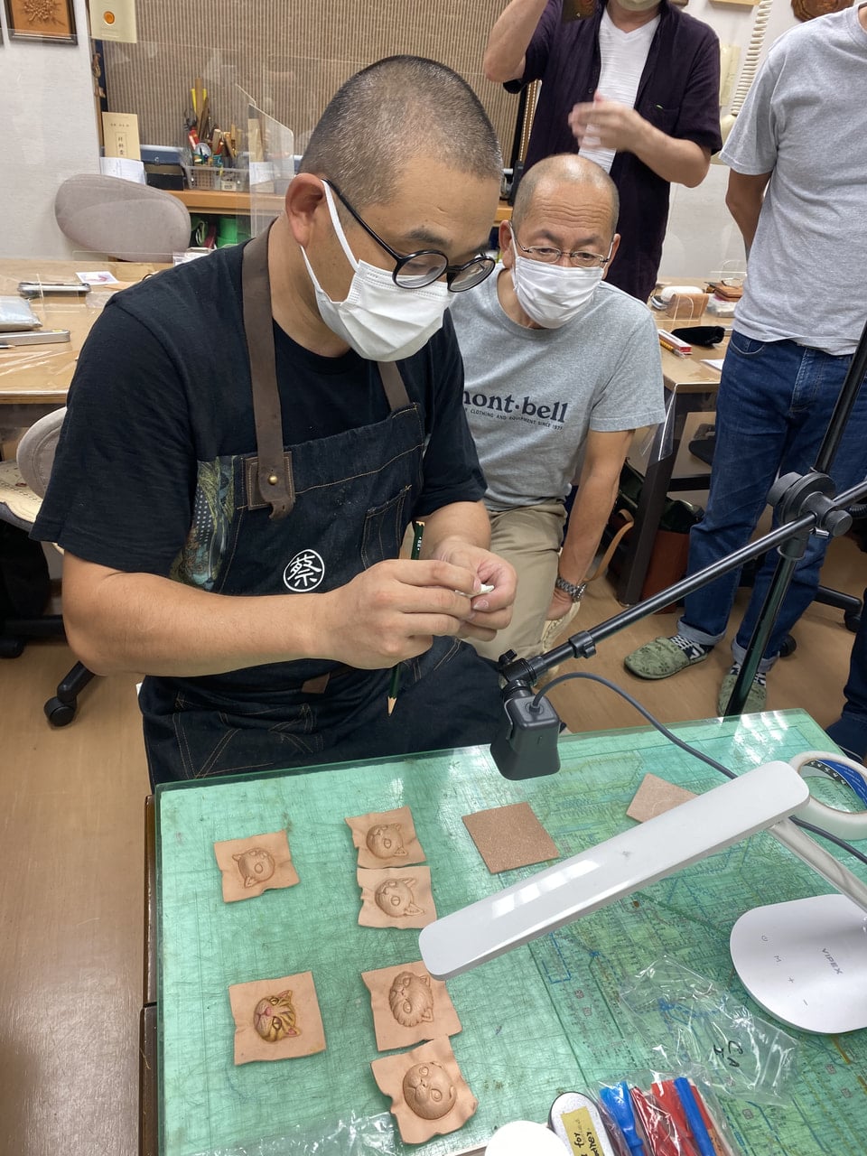 立体猫実技　JLCA講習会　レザークラフト  革工芸