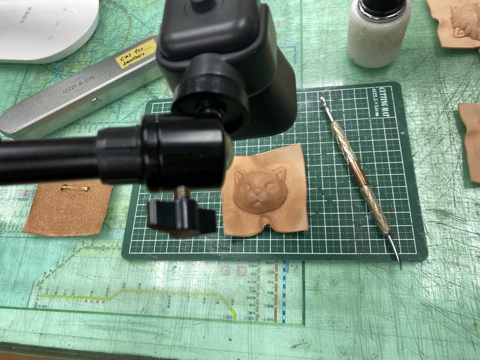 立体猫実技　JLCA講習会　レザークラフト  革工芸