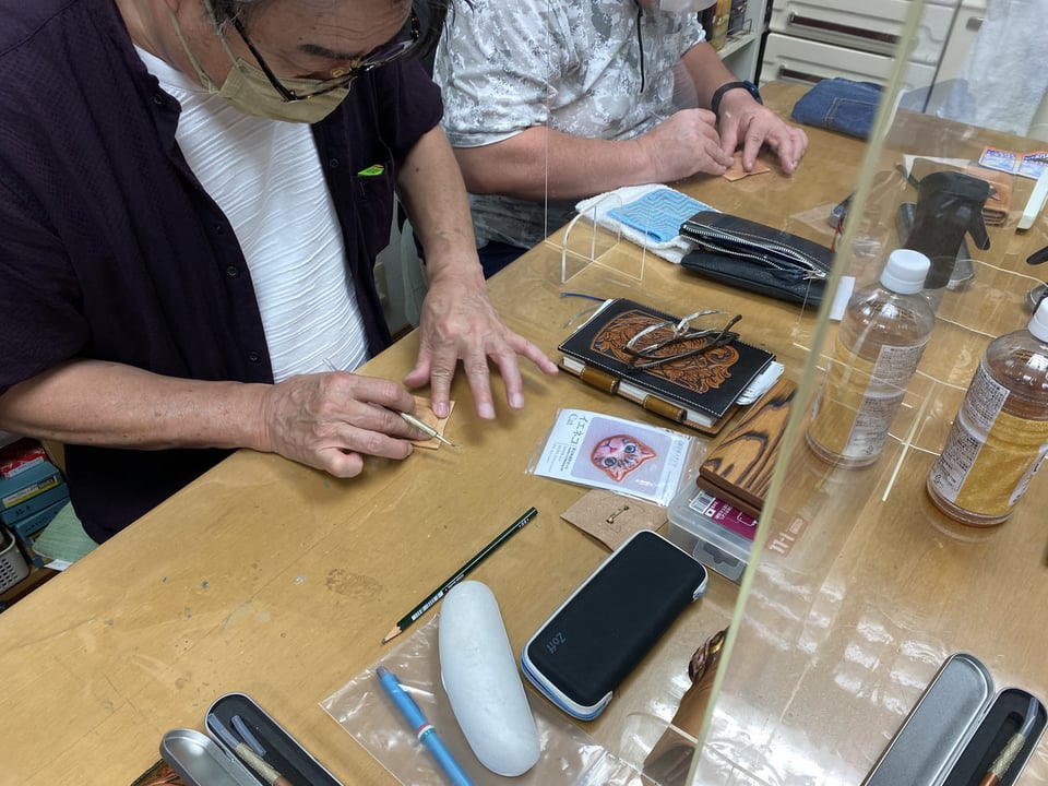立体猫実技　JLCA講習会　レザークラフト  革工芸