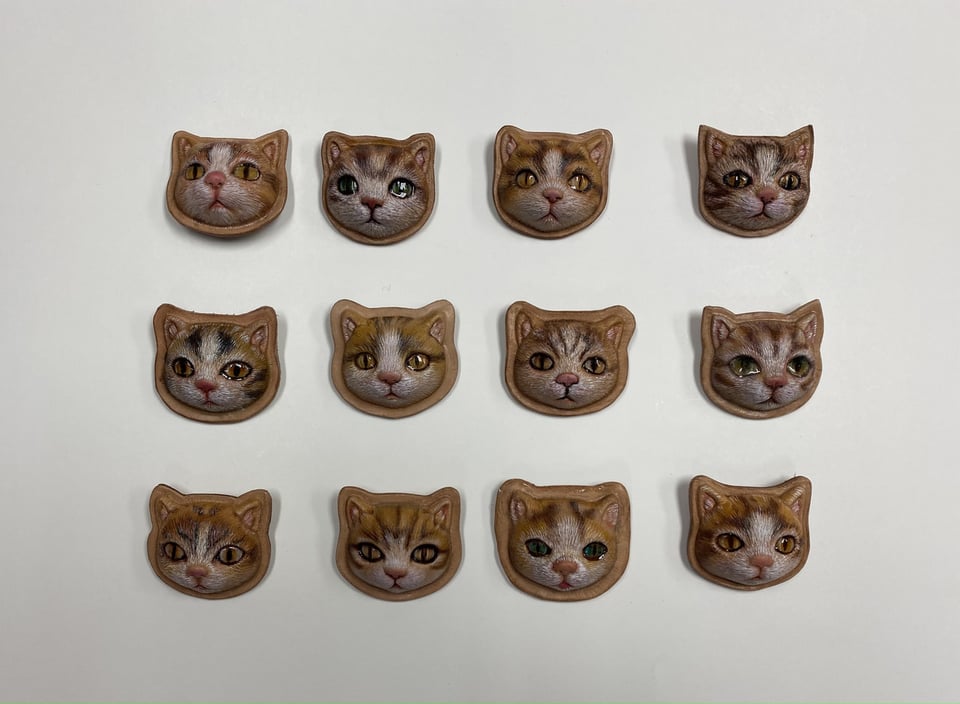 立体猫完成作品　JLCA講習会　レザークラフト  革工芸